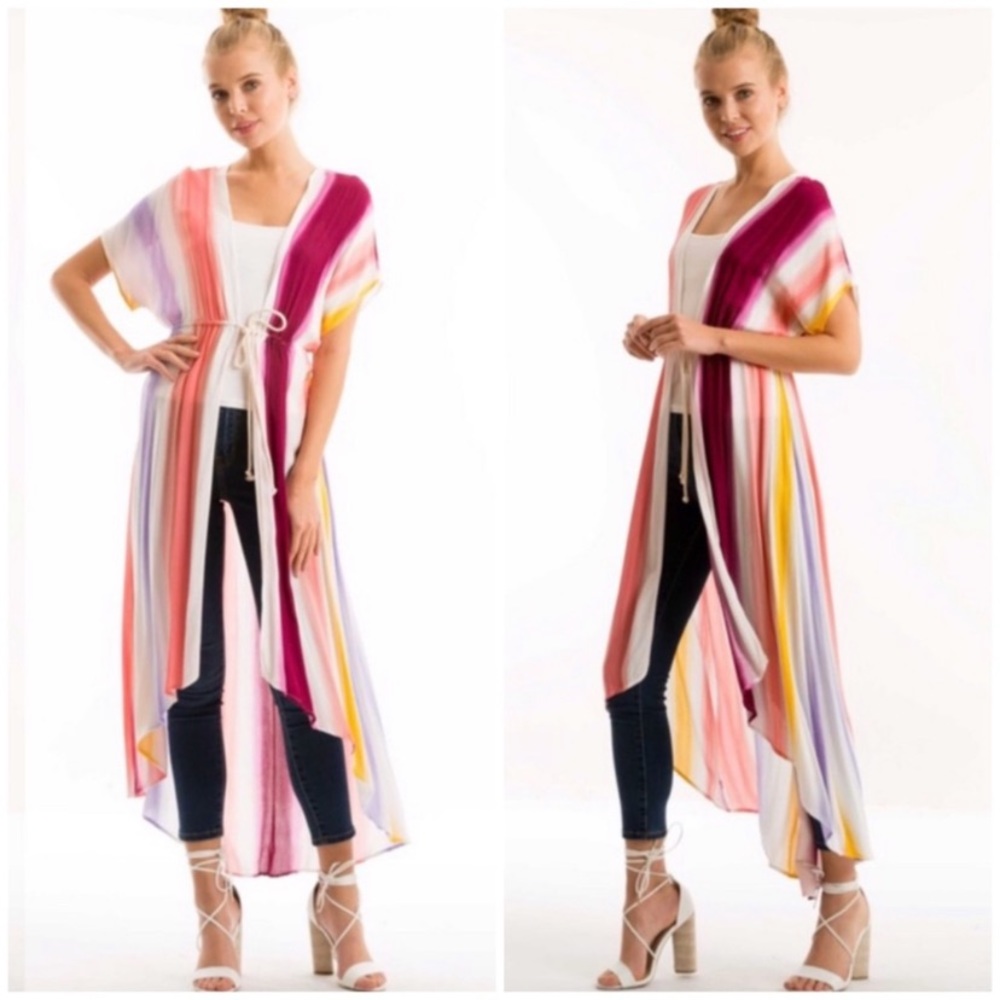 ☀️LAST3️⃣//BLUSH PINK STRIPED KIMONO - Picture 3 of 7